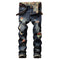 Juniors Frayed Men's Ripped Jeans Mid Waist Jeans Straight Pants
